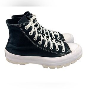 Converse Chuck Taylor All Star Women Black High-Top Chunky Platform Shoes 9.5